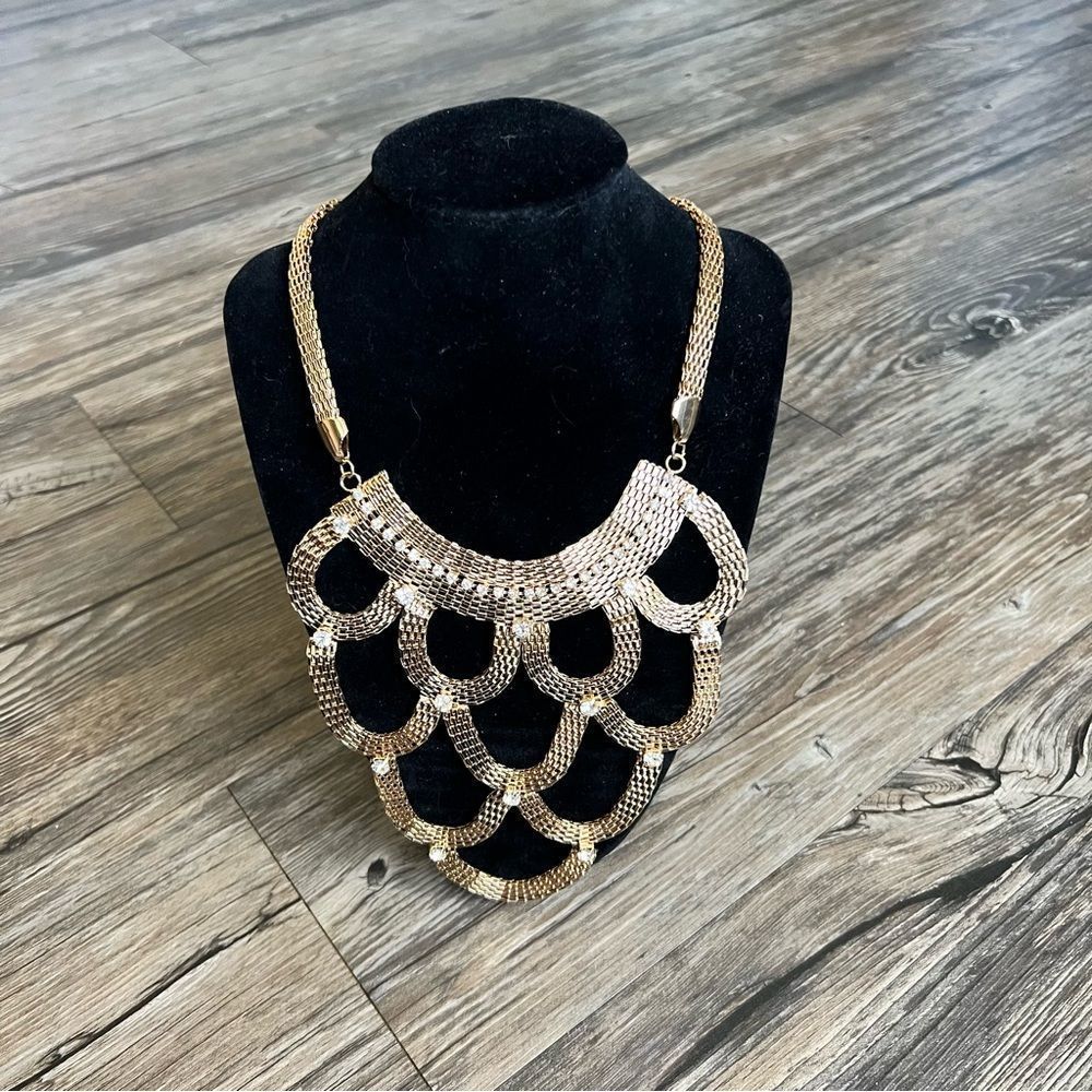 Gold tone statment necklace